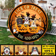 Load image into Gallery viewer, Lick Or Treat - Happy Halloween - Funny Personalized Door Sign.
