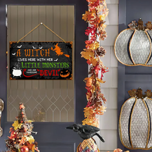 Load image into Gallery viewer, A Witch Lives Here Rectangle Wooden Sign Decor