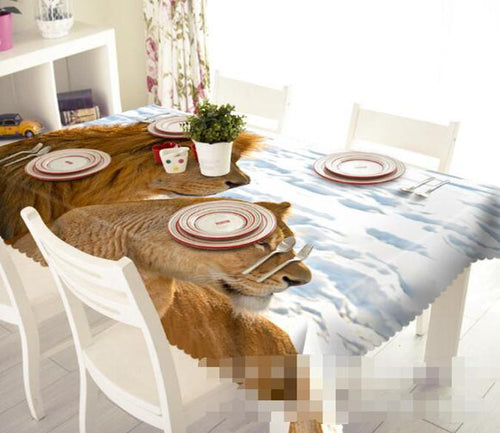 3D Lion Couple 1220 Tablecloths Wallpaper AJ Wallpaper 