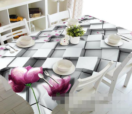 3D Cubes And Flowers 1073 Tablecloths Wallpaper AJ Wallpaper 