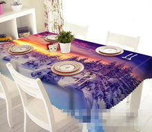 Load image into Gallery viewer, 3D Snow Forest Sunset 1285 Tablecloths Wallpaper AJ Wallpaper 
