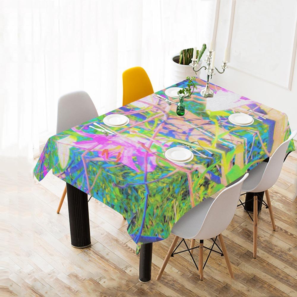 Abstract Oriental Lilies In My Rubio Garden Design Tablecloth