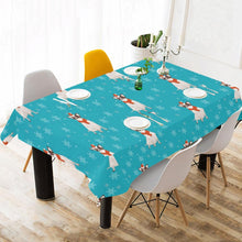 Load image into Gallery viewer, Deep Sky Blue Background Fat Chihuahua Christmas Pattern Tablecloth
