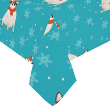 Load image into Gallery viewer, Deep Sky Blue Background Fat Chihuahua Christmas Pattern Tablecloth
