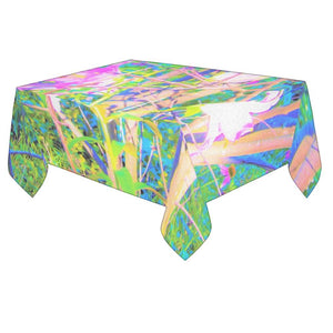 Abstract Oriental Lilies In My Rubio Garden Design Tablecloth