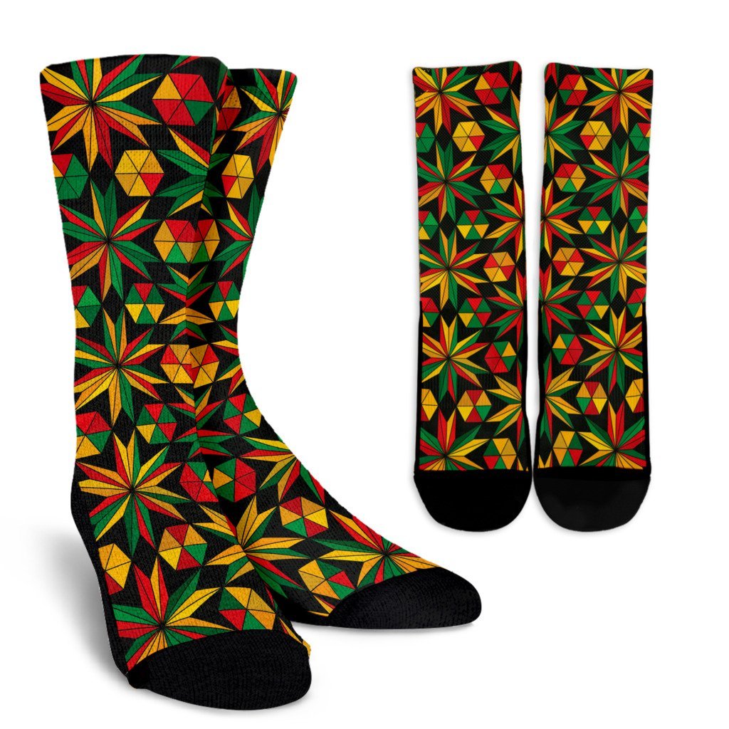 Abstract Geometric Reggae Pattern Print Unisex Crew Socks GearFrost