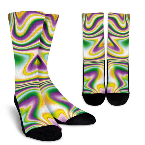 Abstract Holographic Liquid Trippy Print Unisex Crew Socks GearFrost