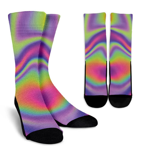 Abstract Holographic Trippy Print Unisex Crew Socks GearFrost