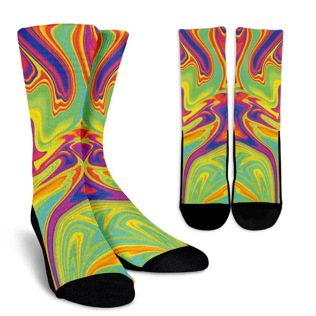 Abstract Liquid Trippy Print Unisex Crew Socks GearFrost