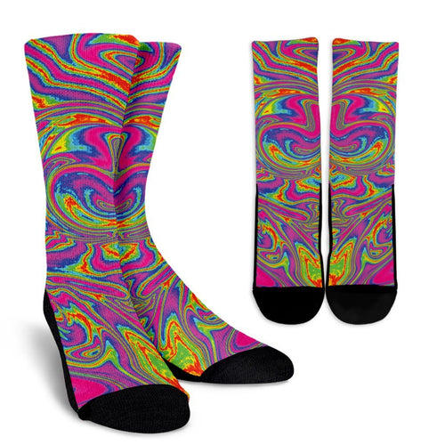 Abstract Psychedelic Liquid Trippy Print Unisex Crew Socks GearFrost