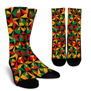 Abstract Reggae Pattern Print Unisex Crew Socks GearFrost