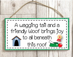 A Wagginf Tail And Friendly Woof Brings Joy Rectangle Wooden Sign Decor